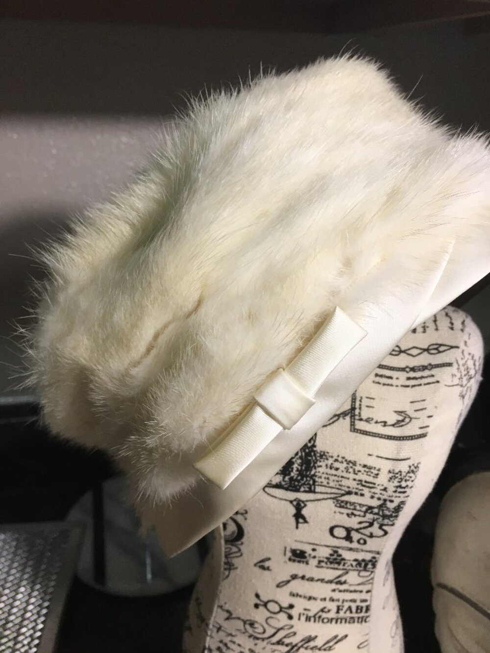 Vintage white mink hat circa 1940's
